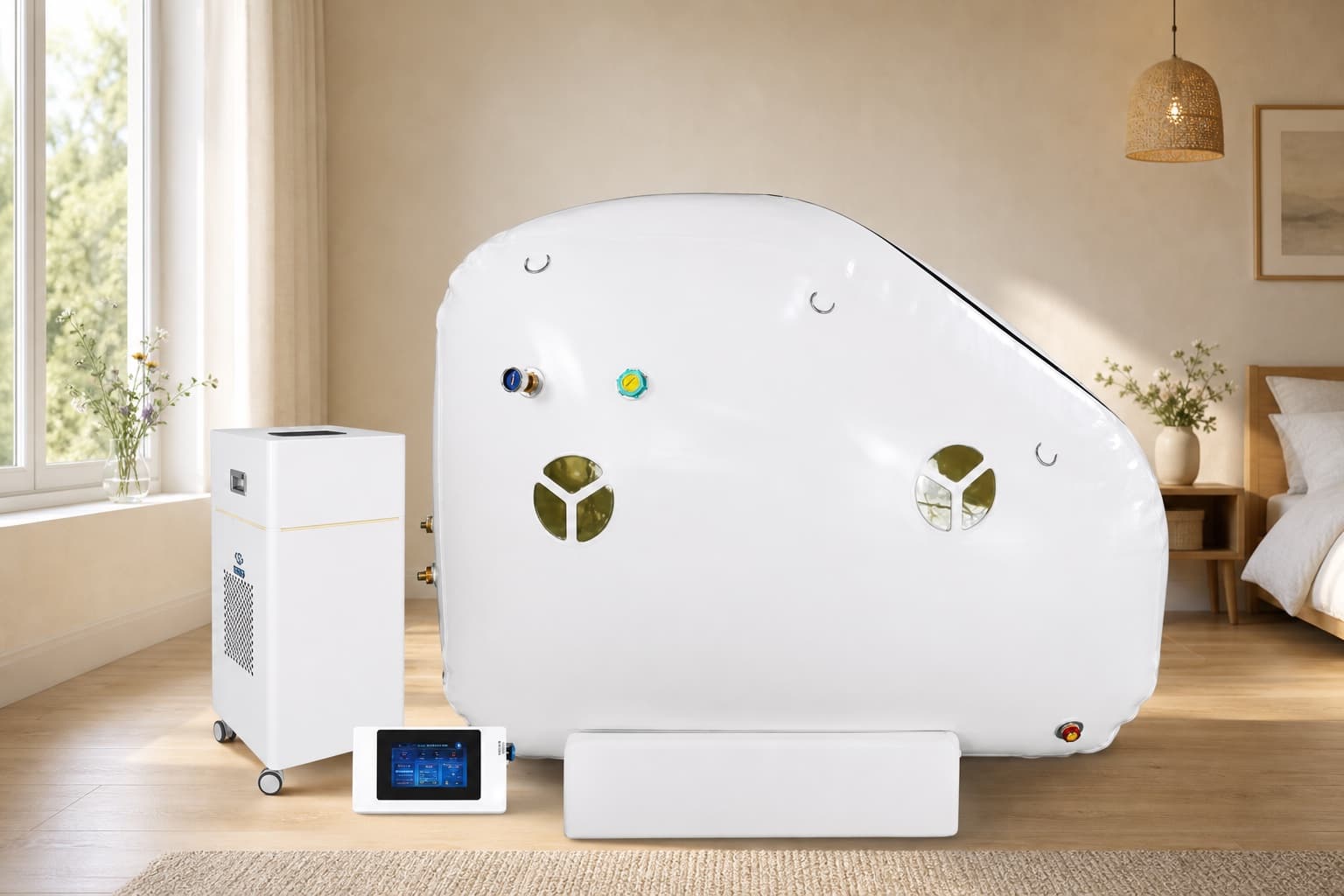 1.5 ATA Triangular HBOT Kammer (Comfort) — Soft-Shell von hyperbaricoxygentherapy.de, Import CN, Außenansicht