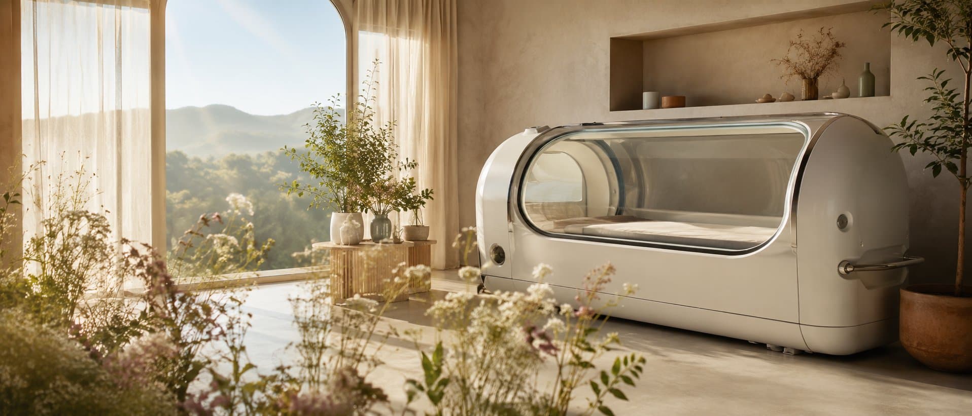 Hyperbare Sauerstoffkammer in einem sonnigen, ruhigen Raum